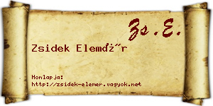 Zsidek Elemér névjegykártya